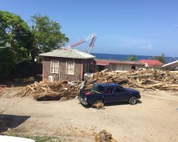 September 2017: View of the Loubiere compound filled with debris deposited onto it by the Loubiere river which flooded the compound during the passage of Hurricane Maria