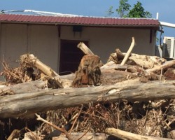 September 2017: Debris at the front of the studio building