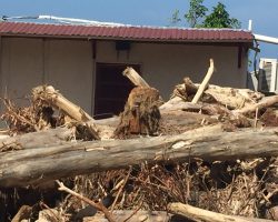 September 2017: Debris at the front of the studio building